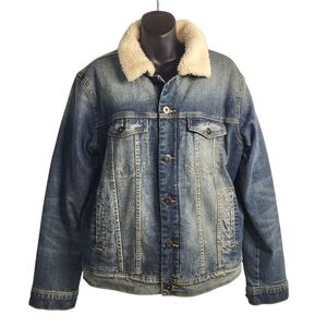 Goodfellow & Co Men's Classic Outdoor Blue Denim Sherpa Lined Jacket Size M